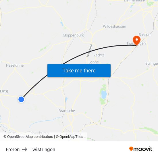 Freren to Twistringen map