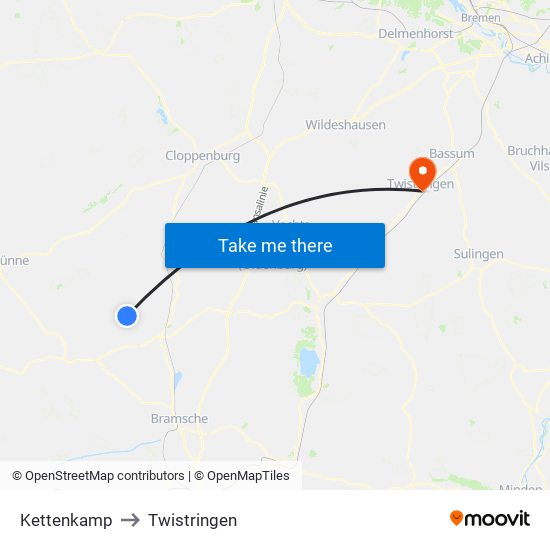 Kettenkamp to Twistringen map