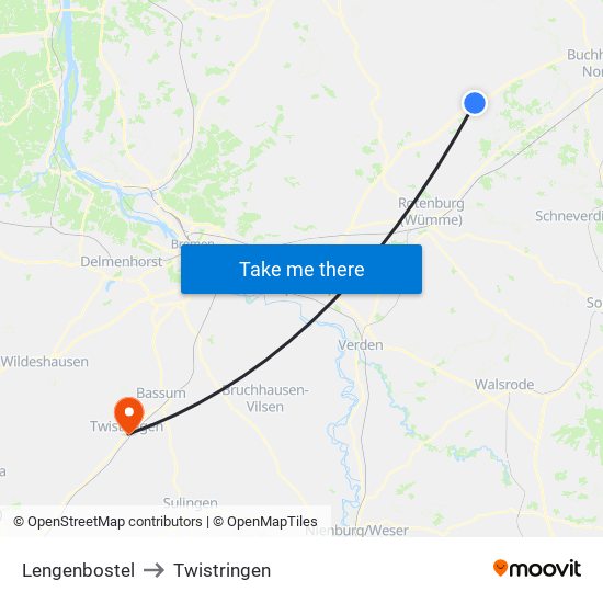 Lengenbostel to Twistringen map