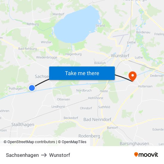 Sachsenhagen to Wunstorf map