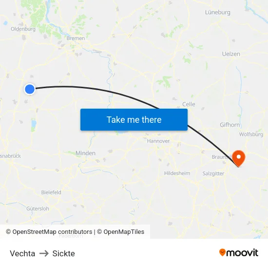 Vechta to Sickte map