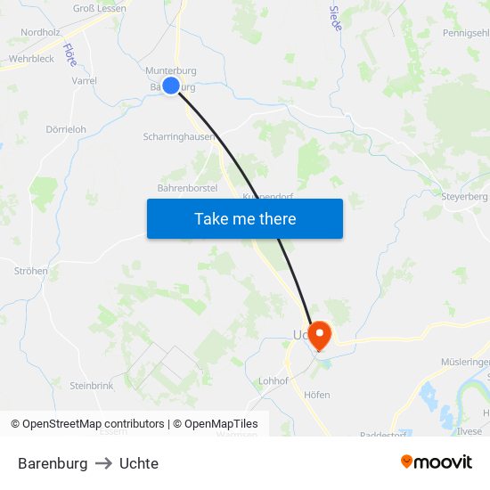 Barenburg to Uchte map