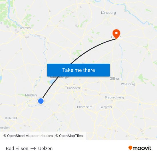 Bad Eilsen to Uelzen map
