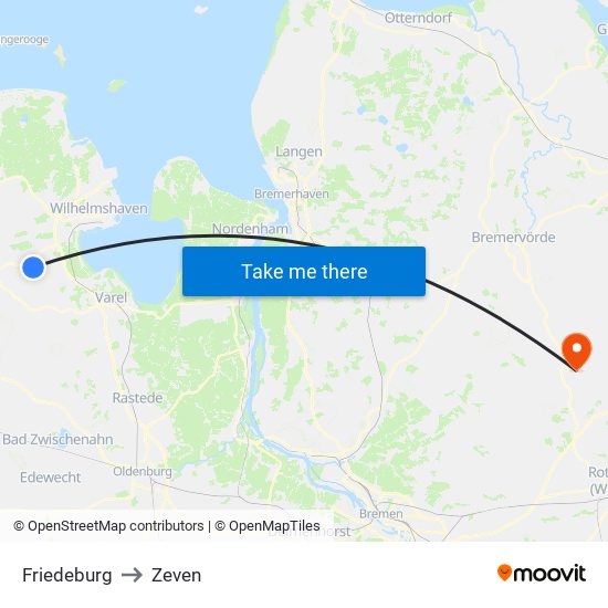 Friedeburg to Zeven map