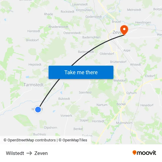 Wilstedt to Zeven map