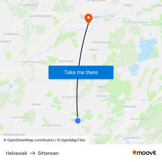 Helvesiek to Sittensen map