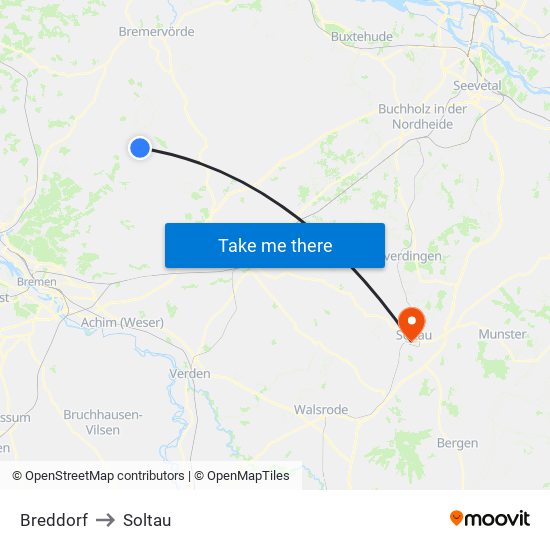 Breddorf to Soltau map