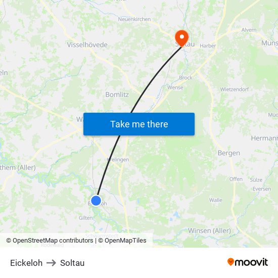 Eickeloh to Soltau map