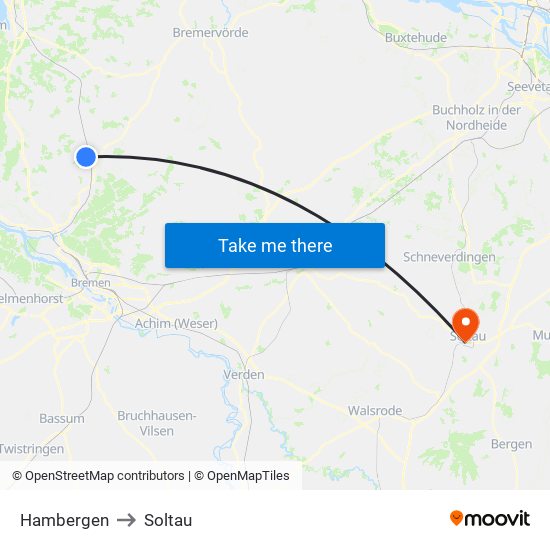 Hambergen to Soltau map