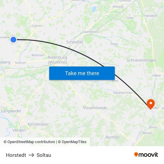 Horstedt to Soltau map