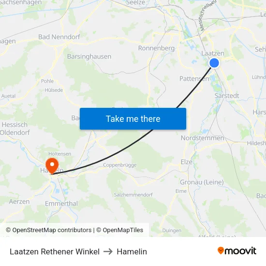 Laatzen Rethener Winkel to Hamelin map