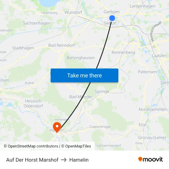 Auf Der Horst Marshof to Hamelin map