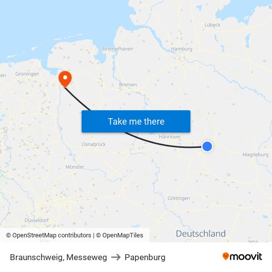 Braunschweig, Messeweg to Papenburg map