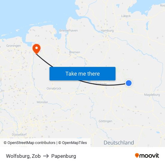 Wolfsburg, Zob to Papenburg map