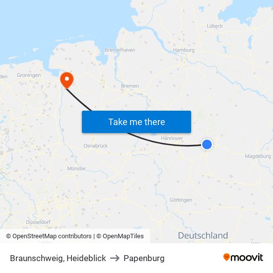 Braunschweig, Heideblick to Papenburg map