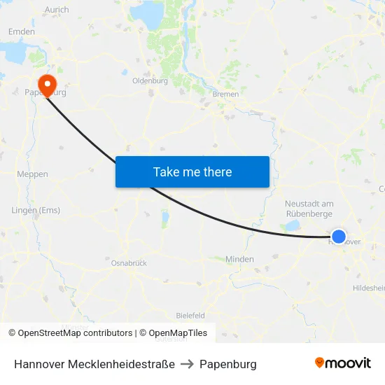 Hannover Mecklenheidestraße to Papenburg map