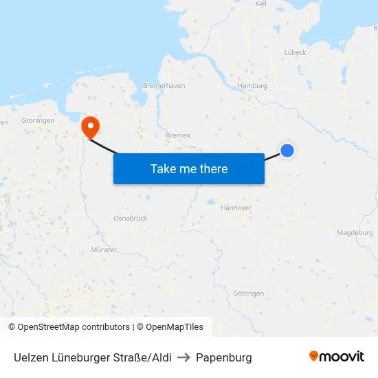 Uelzen Lüneburger Straße/Aldi to Papenburg map