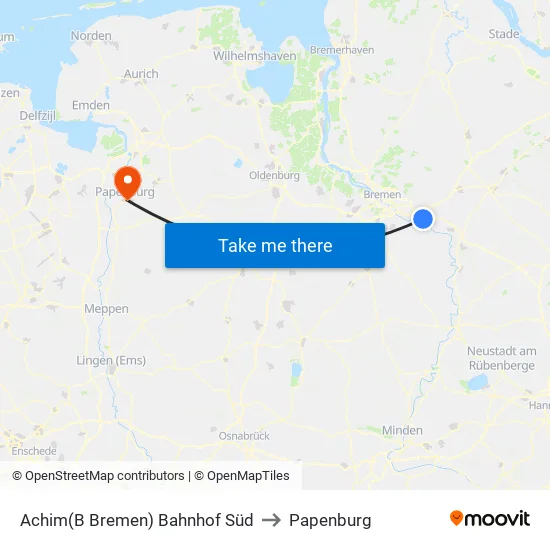 Achim(B Bremen) Bahnhof Süd to Papenburg map