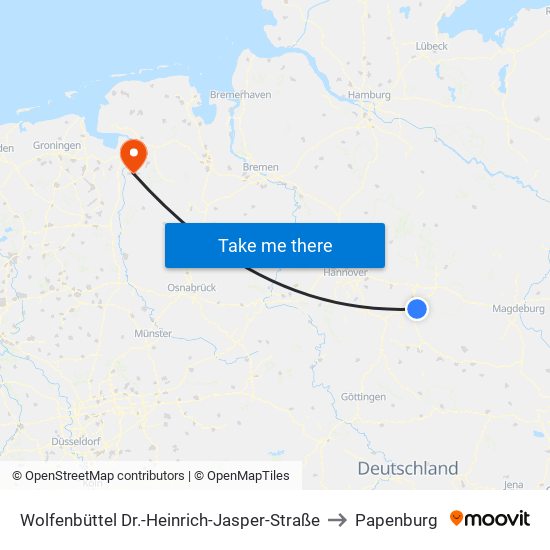 Wolfenbüttel Dr.-Heinrich-Jasper-Straße to Papenburg map