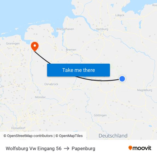 Wolfsburg Vw Eingang 56 to Papenburg map