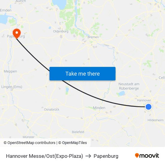 Hannover Messe/Ost(Expo-Plaza) to Papenburg map