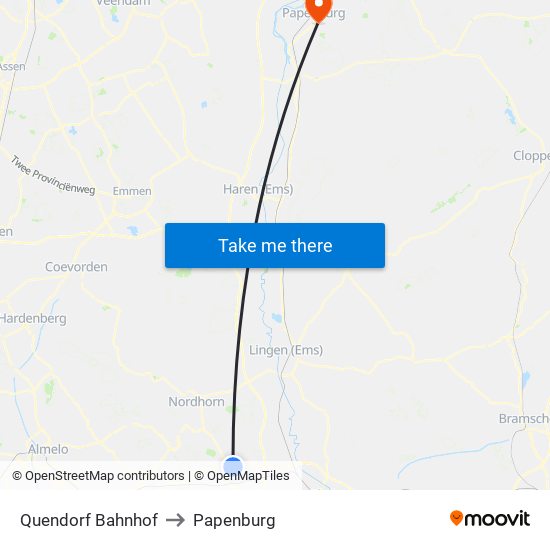 Quendorf Bahnhof to Papenburg map