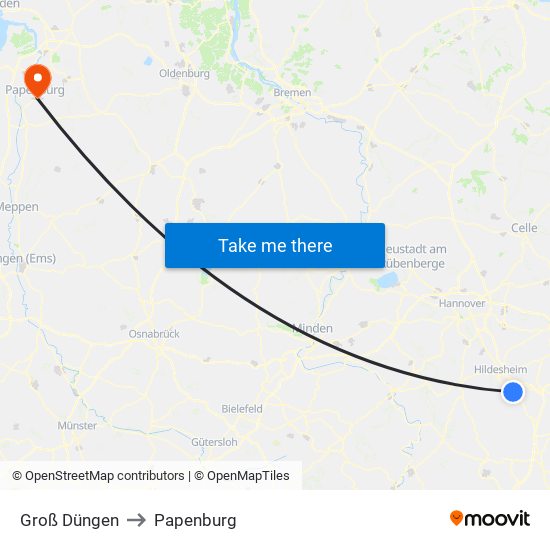 Groß Düngen to Papenburg map