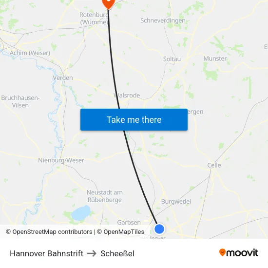 Hannover Bahnstrift to Scheeßel map