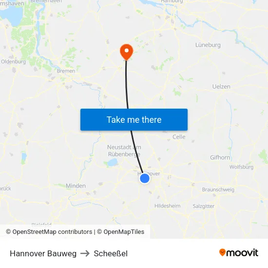 Hannover Bauweg to Scheeßel map