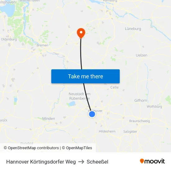 Hannover Körtingsdorfer Weg to Scheeßel map