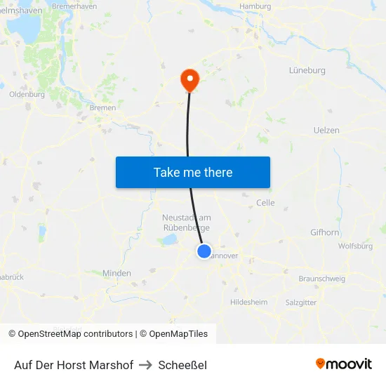 Auf Der Horst Marshof to Scheeßel map