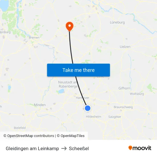 Gleidingen am Leinkamp to Scheeßel map