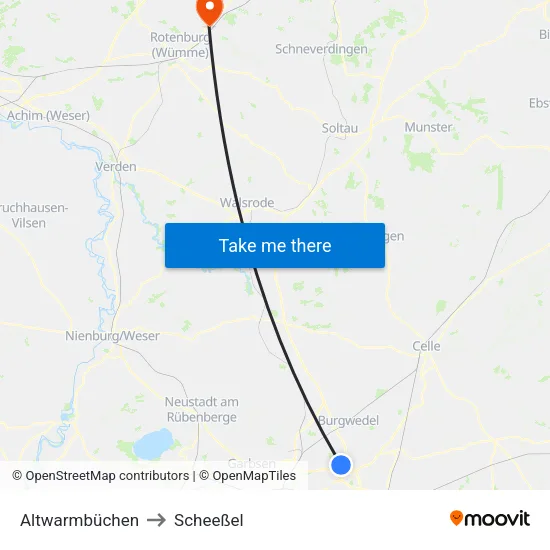 Altwarmbüchen to Scheeßel map