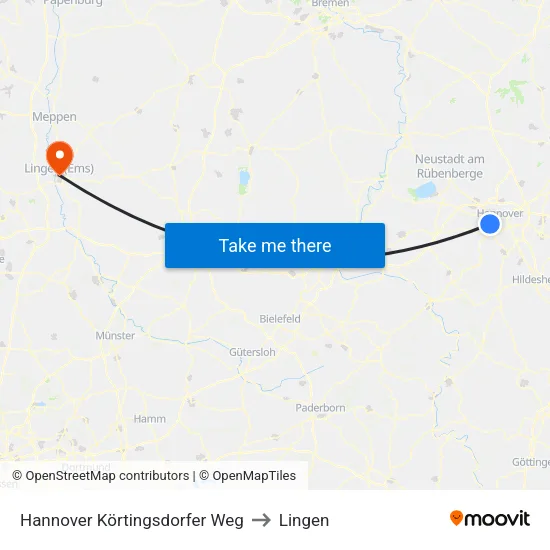 Hannover Körtingsdorfer Weg to Lingen map