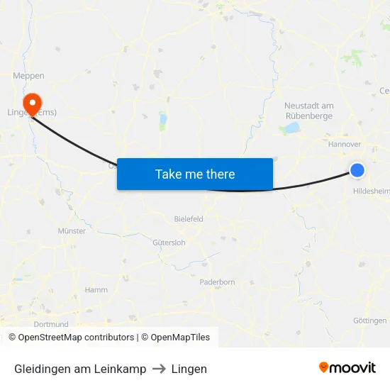 Gleidingen am Leinkamp to Lingen map