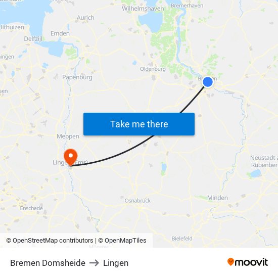 Bremen Domsheide to Lingen map