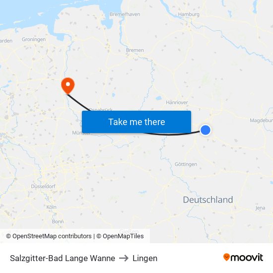 Salzgitter-Bad Lange Wanne to Lingen map