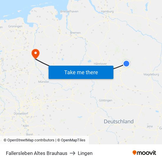 Fallersleben Altes Brauhaus to Lingen map