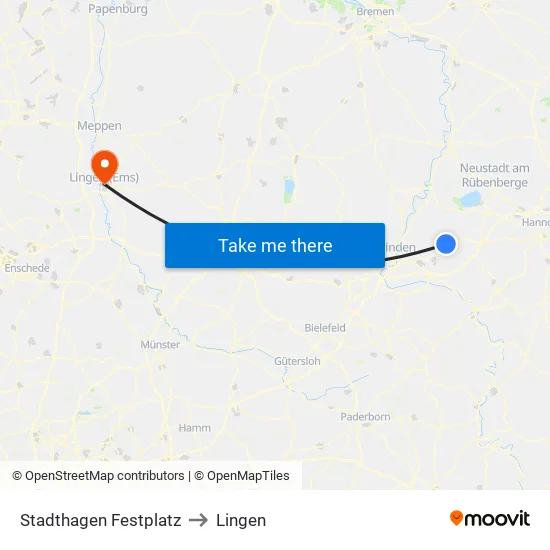 Stadthagen Festplatz to Lingen map