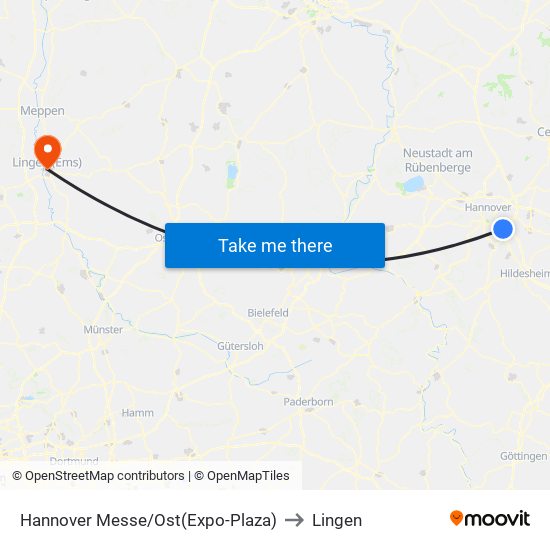Hannover Messe/Ost(Expo-Plaza) to Lingen map