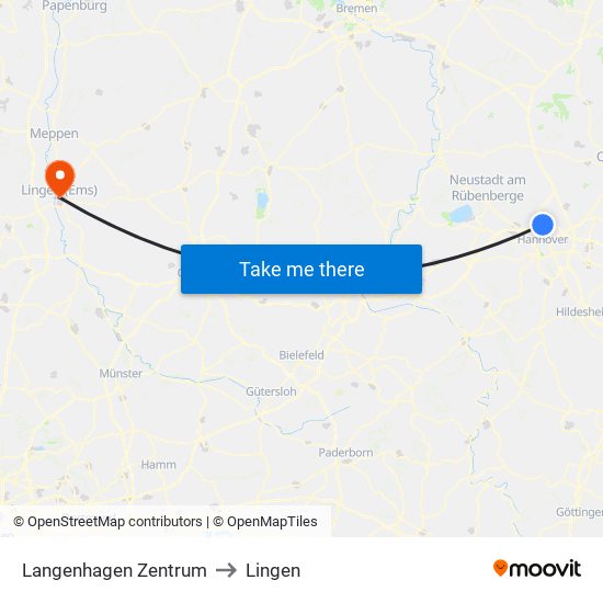 Langenhagen Zentrum to Lingen map