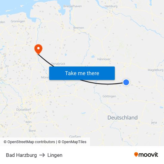 Bad Harzburg to Lingen map