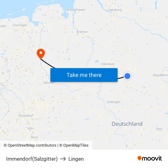 Immendorf(Salzgitter) to Lingen map