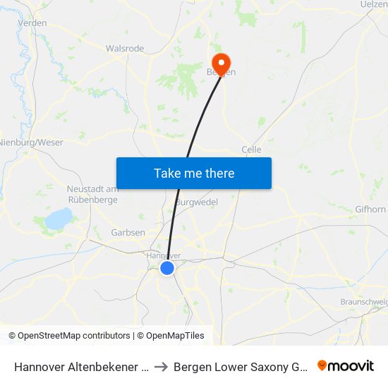 Hannover Altenbekener Damm to Bergen Lower Saxony Germany map