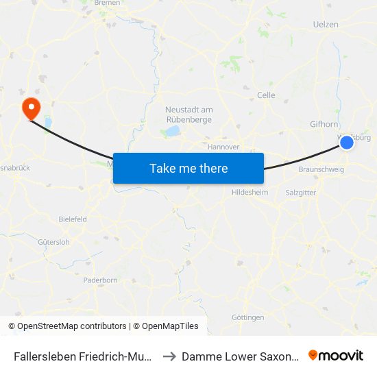 Fallersleben Friedrich-Mumme-Straße to Damme Lower Saxony Germany map