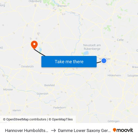 Hannover Humboldtstraße to Damme Lower Saxony Germany map