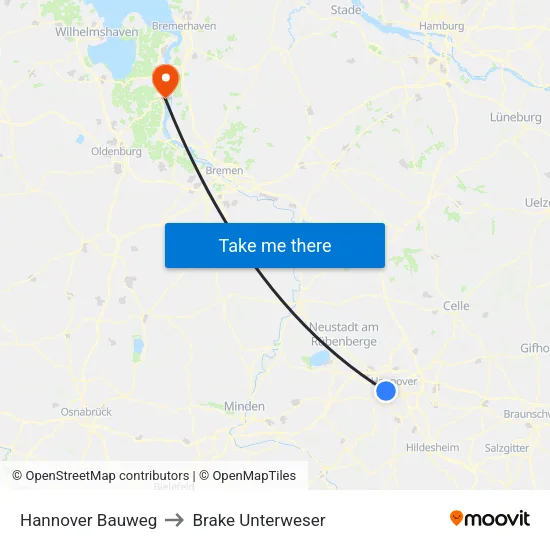 Hannover Bauweg to Brake Unterweser map