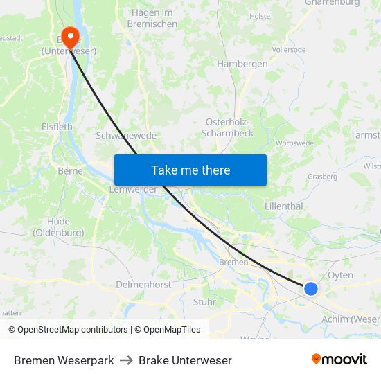 Bremen Weserpark to Brake Unterweser map