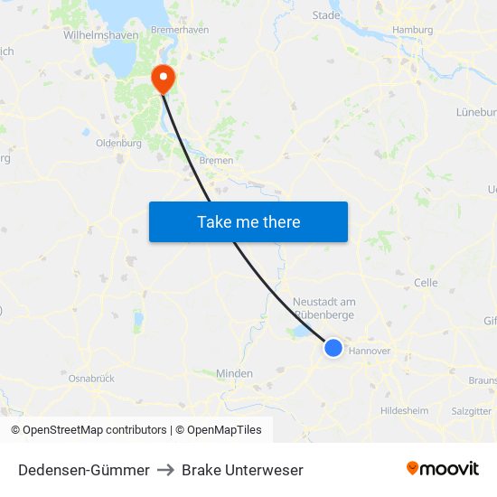 Dedensen-Gümmer to Brake Unterweser map