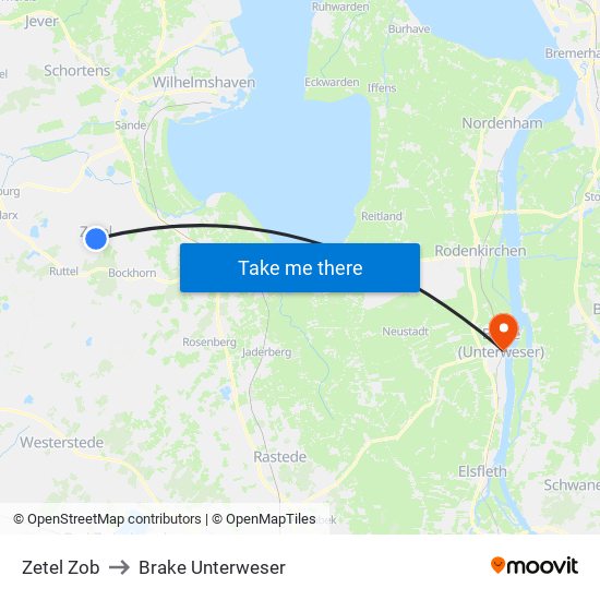 Zetel Zob to Brake Unterweser map
